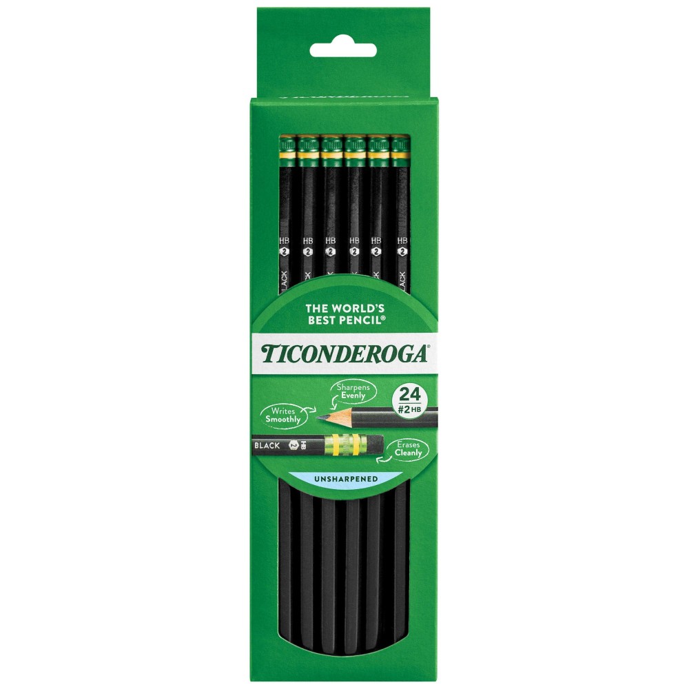 Ticonderoga Woodcased Pencils 2 Hb Soft Black 24 Count