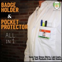 Heavy Duty Pocket Protector With Horizontal Id Badge Holder Clear Plastic Shirtlab Coat Pocket Pouch Organizer For Pens Penc