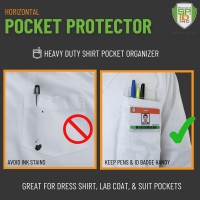 Heavy Duty Pocket Protector With Horizontal Id Badge Holder Clear Plastic Shirtlab Coat Pocket Pouch Organizer For Pens Penc