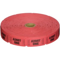 2000 Red Admit One Single Roll Consecutively Numbered Raffle Tickets