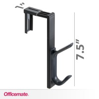 Officemate Double Coat Hooks For Cubicle Panels  Adjustable 1.25-3.5 Inch  Charcoal (22005)