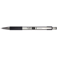 Zebra Pen F301 Retractable Ballpoint Pen Stainless Steel Barrel Bold Point 16Mm Black Ink 12Pack