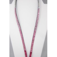 Pink Fade Crystal Lanyard Keychain Card Holder