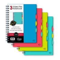 Ischolar Iq 3 Subject Poly Cover Double Wire Notebook College Rule 95 X 65 Inches 120 Sheets Color May Vary 57904