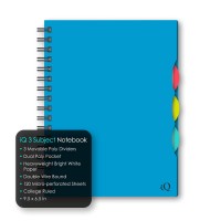 Ischolar Iq 3 Subject Poly Cover Double Wire Notebook College Rule 95 X 65 Inches 120 Sheets Color May Vary 57904