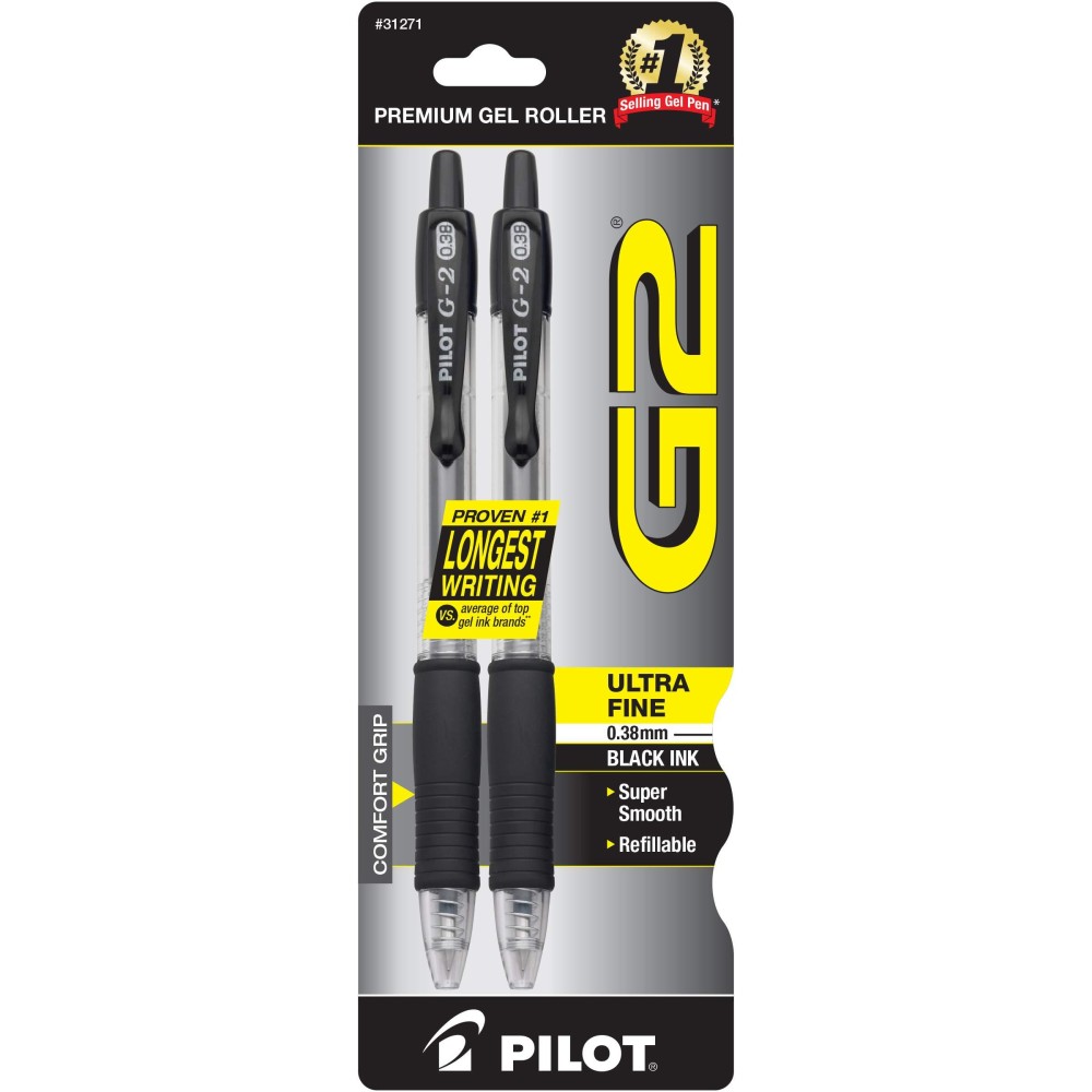 Pilot G2 Premium Gel Roller Pens Ultra Fine Point 038 Mm Pack Of 12 Red