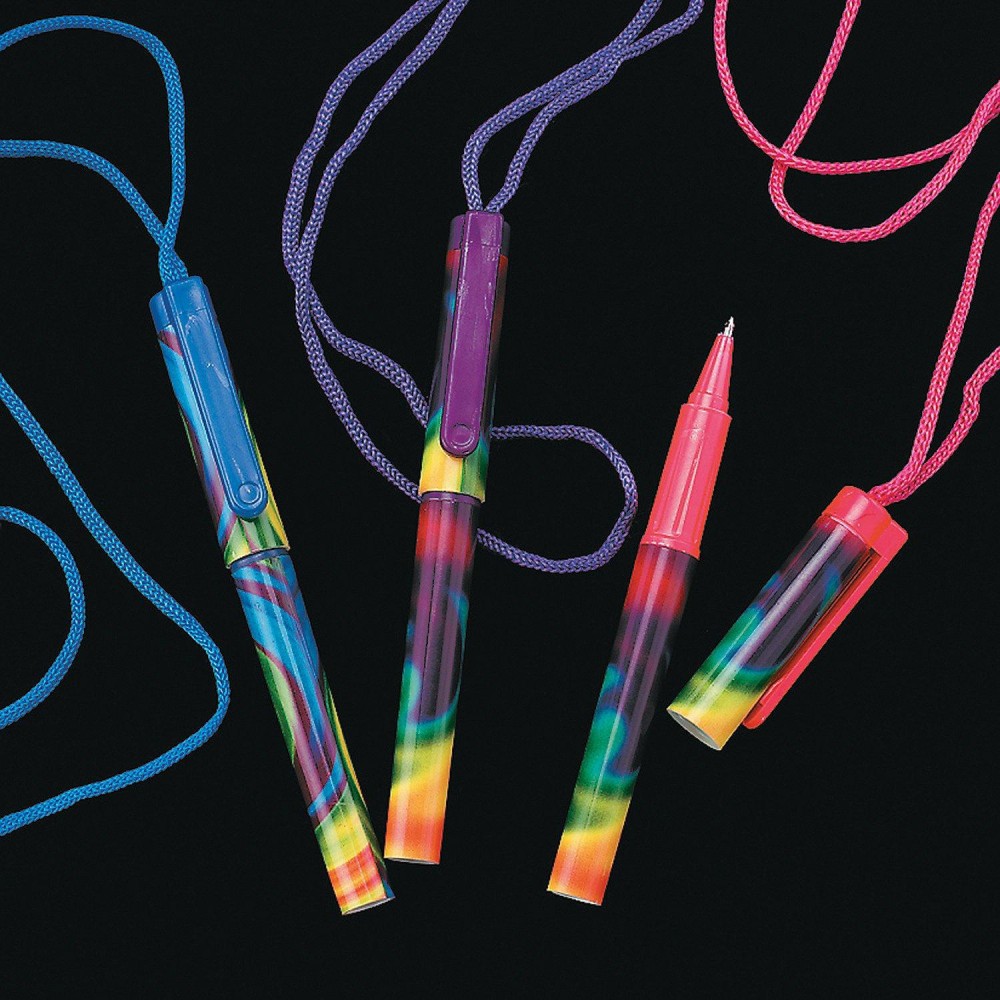 Fun Express Tie Dyed Pen On A Rope Set Of 12 Stationary Party Supplies And Teacher Giveaways