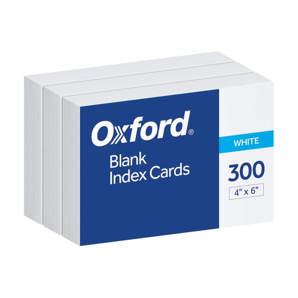 Oxford Blank Index Cards 4 X 6 White 300 Count 1 Pack 10002Ee