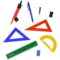 Westcott Ten Piece Math Tool Kit Assorted Colors