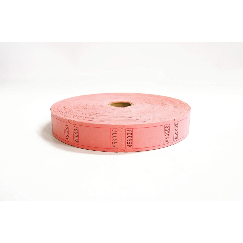 1 X 2000 Blank Pink Single Roll Consecutively Numbered Raffle Tickets