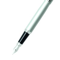 Sheaffer Vfm Strobe Silver Fountain Pen With Chrome Trim And Medium Nib