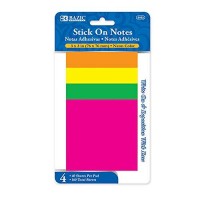 Bazic 40 Ct 3 X 3 Neon Stick On Notes 4Pack Case Pack 24