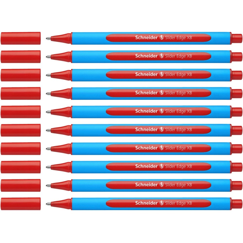 Schneider Slider Edge Xb Extra Broad Ballpoint Pen 14 Mm Light Blue Barrel Red Ink Box Of 10 Pens 152202