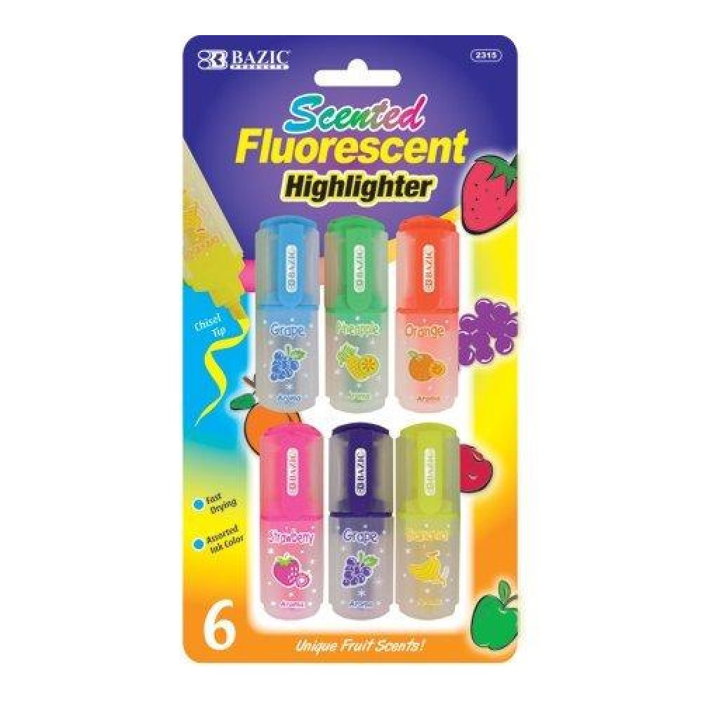 Bazic Fruit Scented Mini Highlighters 6Pack Case Pack 24