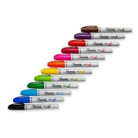 Sharpie Permanent Markers  Brush Tip  Assorted  12 Pack