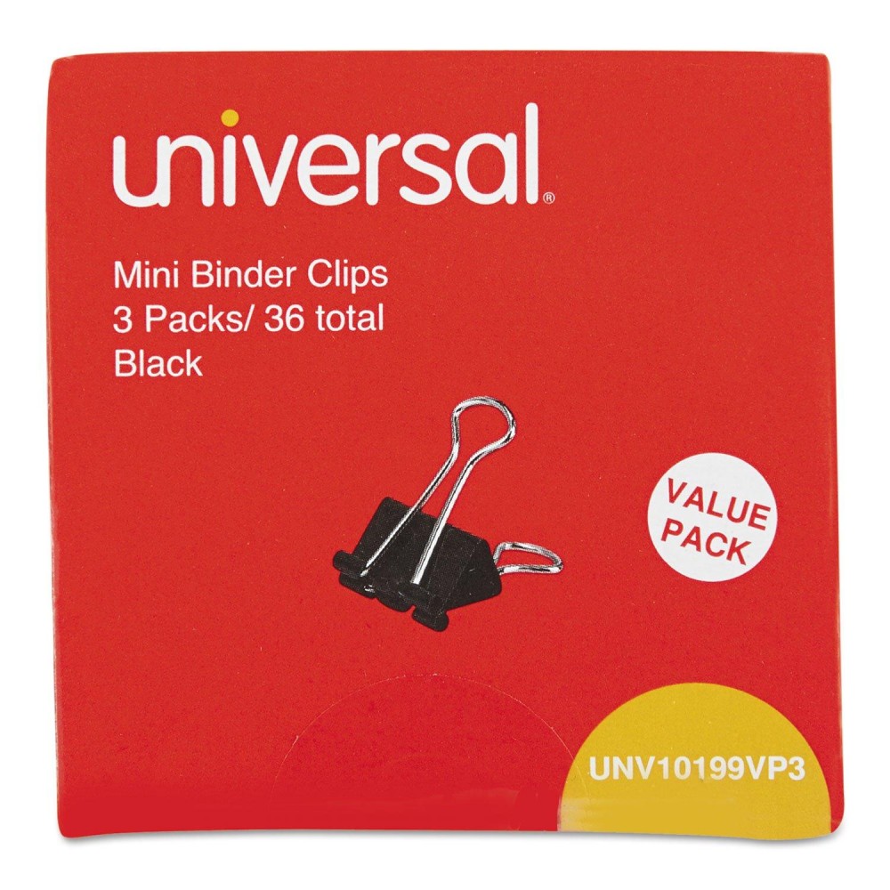 Universal Binder Clips Mini Blacksilver 12Box