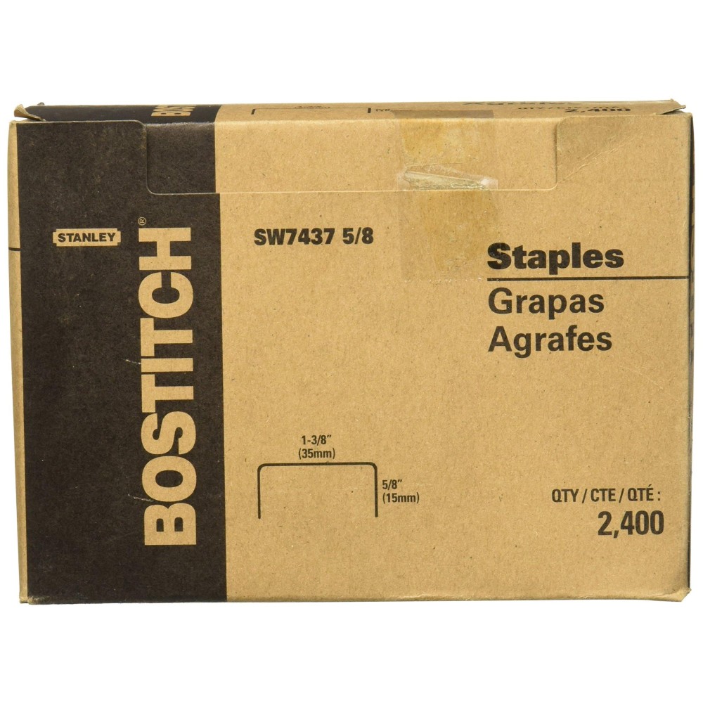 Bostitch 2400Qty 58 In Leg 138 In Crown Packaging Staple 074In X 037In