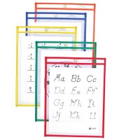 Cline Reusable Dry Erase Pockets 9 X 12 Inches Assorted Primary Colors 5 Pockets Per Pack 40630