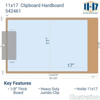 11X17 Clipboard Hardboard Panel Featuring A Jumbo Board Clip Brown