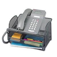 Saf2160Bl Onyx Angled Mesh Steel Telephone Stand