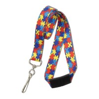 Specialist Id Autism Awareness Lanyard With Safety Breakaway Clasp Cute Puzzle Pieces Design 34 Wide Soft Id Badge Holder