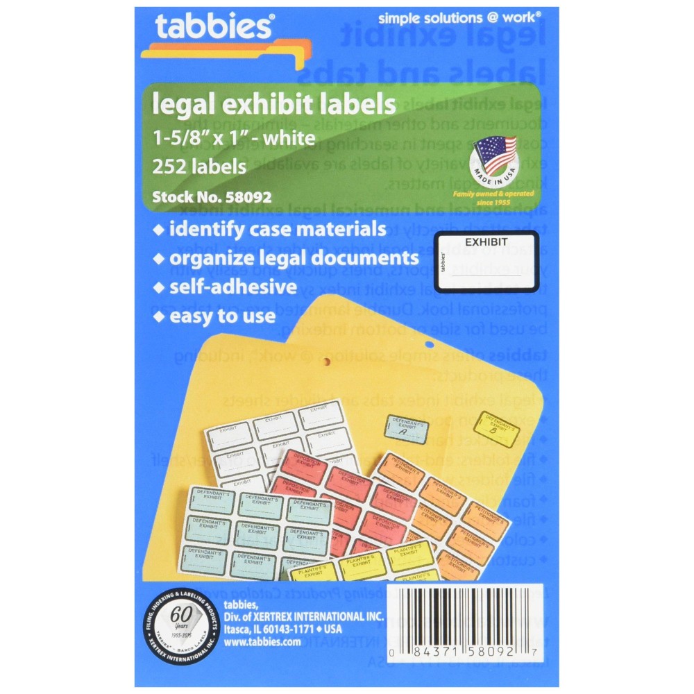 Tabbies Legal Exhibit Label Srtab58092 252 Labels