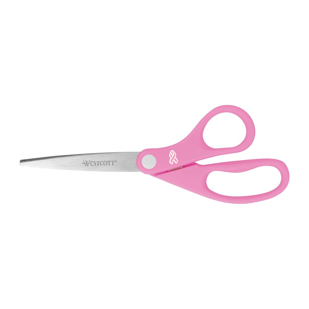 Westcott 15387 8Inch Pink Ribbon Stainless Steel Scissors For Office And Home