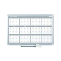 Mastervision Magnetic Dry Erase 12 Month Yearly White Board Planner Wall Mounting Sliding Marker Tray 36 X 48 Aluminum F