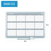 Mastervision Magnetic Dry Erase 12 Month Yearly White Board Planner Wall Mounting Sliding Marker Tray 36 X 48 Aluminum F