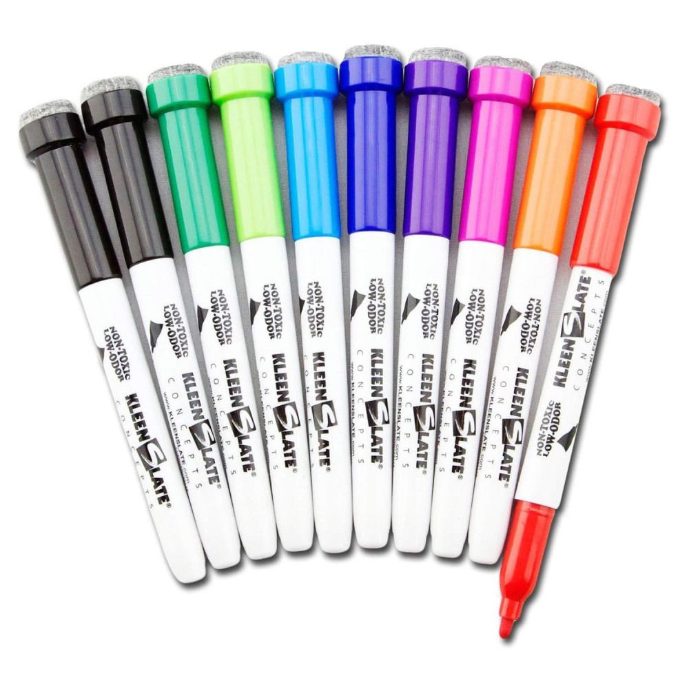 Kleenslate Concepts Kls6108 Multicolor Dry Markers With Eraser Caps School Supplies Assorted