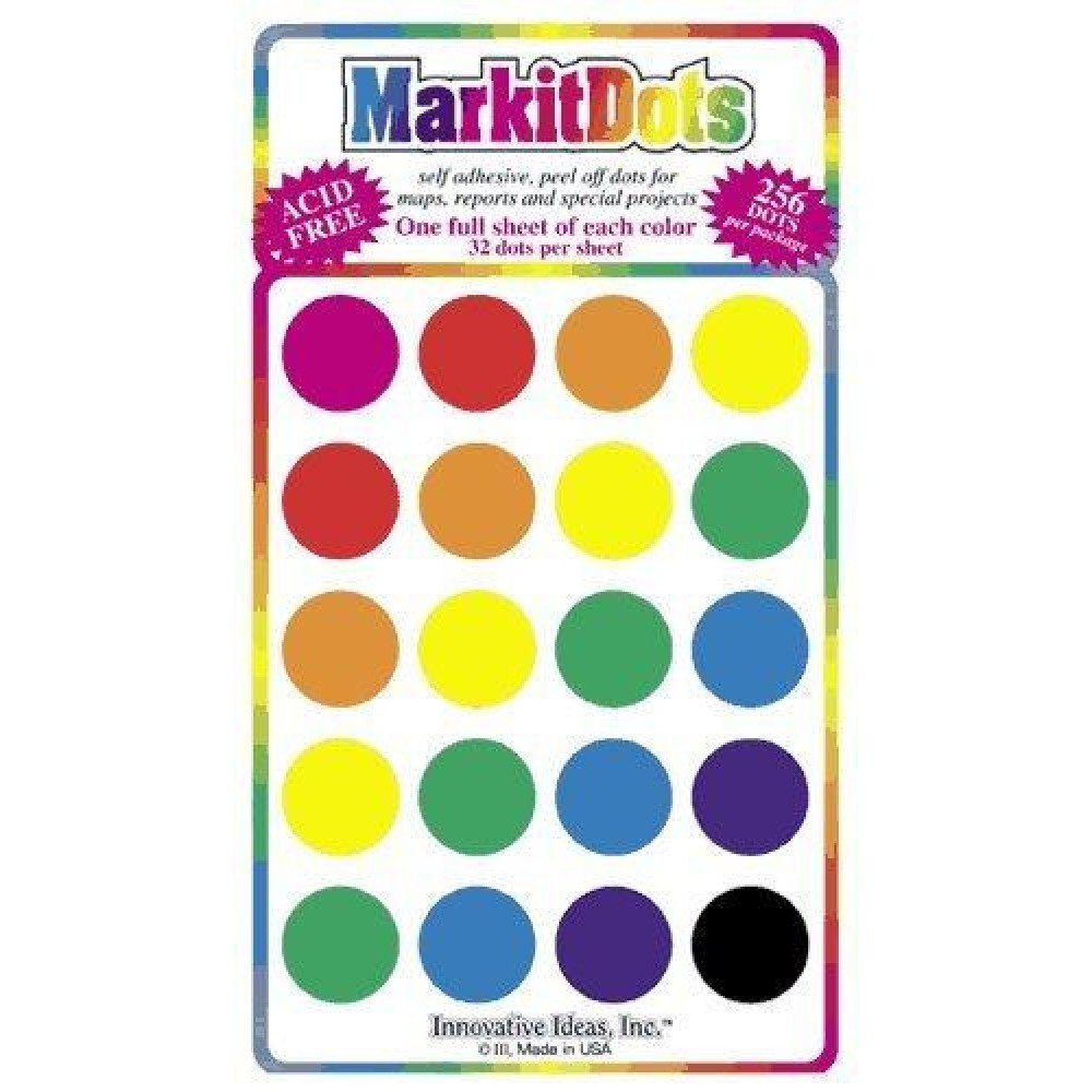 Large 34 Removable Markit Brand Dots For Maps Reports Or Projects Eight Color Pack