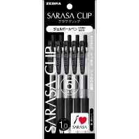 Zebra Sarasa Clip 10Mm Black Pjje15Bk5 5Penpack