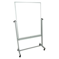 Luxor Mobile Mb3648Ww Dry Erase Doublesided Magnetic Whiteboard With Aluminum Frame And Stand 36W X 48H