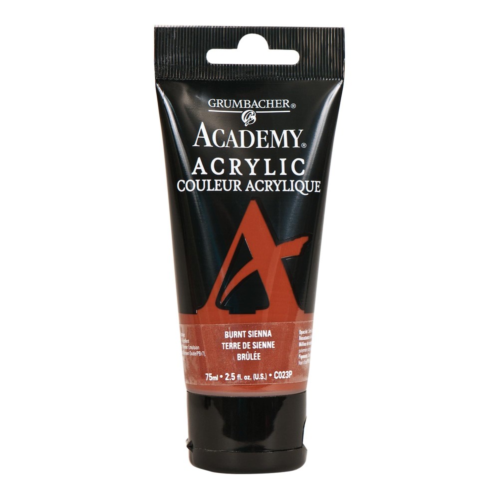 Grumbacher Academy Acrylic Paint Color Burnt Sienna Size 254 Oz C023P