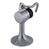 Aluminum Finish Floor Mounted Heavy Duty Door Stop With Hook And Holder