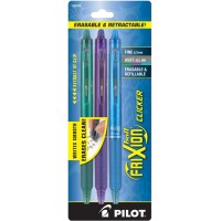 Pilot Frixion Clicker Erasable Refillable Retractable Gel Ink Pens Fine Point Greenpurpleturquoise Inks 3Pack 31473