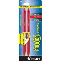 Pilot Frixion Clicker Erasable Refillable Retractable Gel Ink Pens Fine Point Red Ink 2Pack 31462