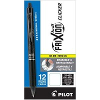 Pilot Frixion Clicker Erasable Gel Pens Fine Point 07 Mm Pack Of 12 Black