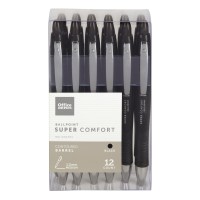 Office Depot Super Comfort Grip Retractable Ballpoint Pens 10 Mm Medium Point Black Ink 12 Pk Od36101