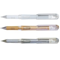 Pentel Hybrid Gel Grip Dx K230 Pack Of 33 Rollerball Gel Pens Metallic Gold And Silver 1 Mm White