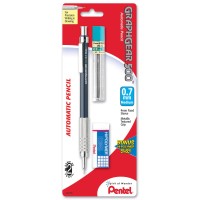 Pentel Drafting Kit With Graph Gear 500 Automatic Drafting Pencil 07Mm Blue Barrel Lead And Mini Eraser Pg527Lebp