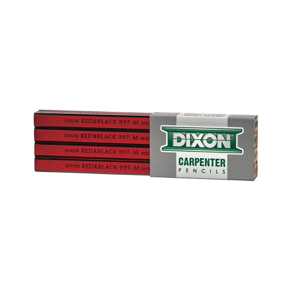 Dixon Oriole Carpenter Pencil Medium Black Lead Red Barrel Dozen