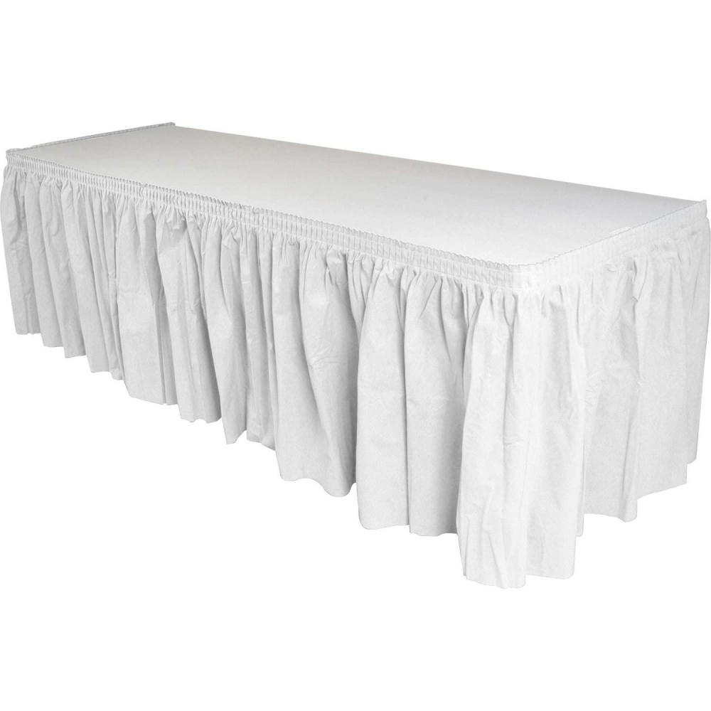 Genuine Joe 11915 Table Skirting Pleated Polyester 29Inch x14 ft White