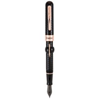 Conklin Mark Twain Crescent Fountain Pen Black Chased With Rose Gold Trim Stub Nib Ck71139