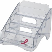 Officemate Breast Cancer Awareness Business Card Holder 4 Tiers Clear 08930 4 X 38 X 4