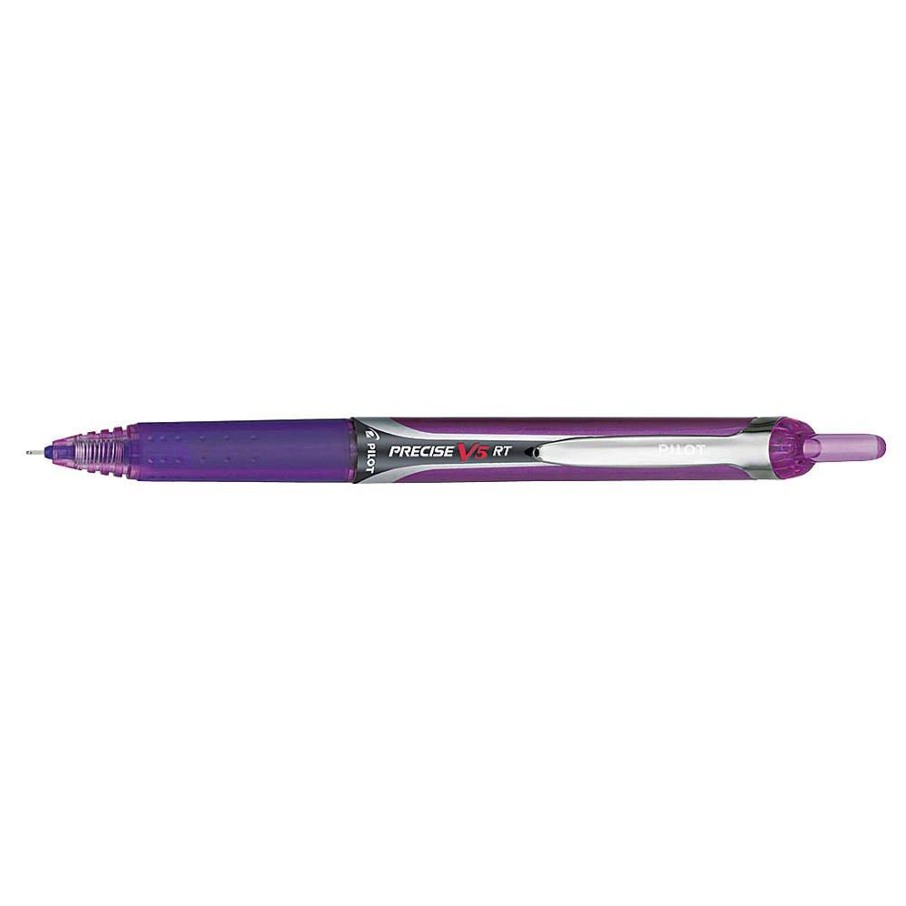 Pilot Corp Of America 26066 Precise V5Rt Retractable Roller Ball Pen Purple Ink 5Mm 12 Total