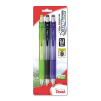 Pentel Energizex Mechanical Pencil 05Mm Assorted Barrel Colors Pack Of 3 Pl105Bp3M Black