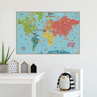 Wall Pops Wallpops Wpe0624 Kids World Dry Erase Map Decal