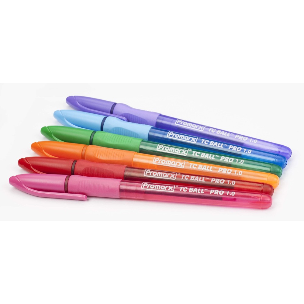 Promarx Tc Ball Pro Grip Fashion Ballpoint Pens 10 Mm Assorted Colored Ink 6Count