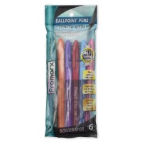 Promarx Tc Ball Pro Grip Fashion Ballpoint Pens 10 Mm Assorted Colored Ink 6Count